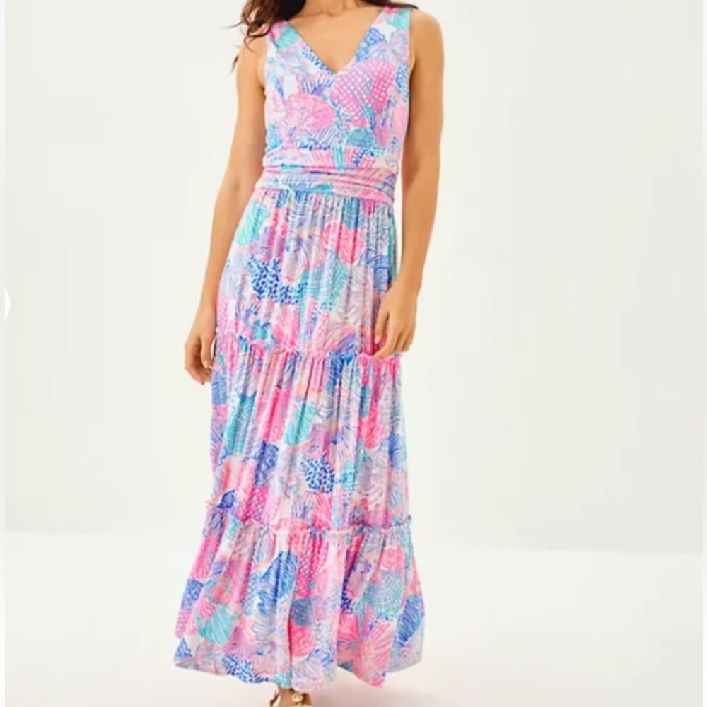 NWT Lilly Pulitzer Sz XL Skylar Midi Dress Multi Roar Of The Seas